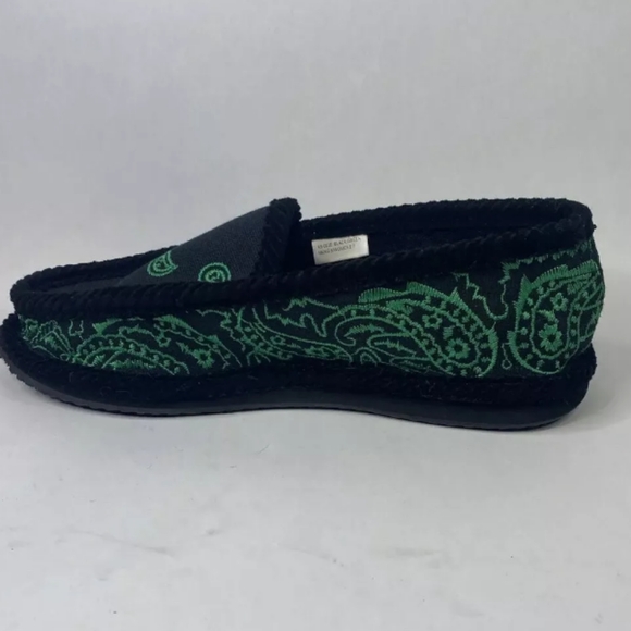 Trooper Bandanna House Shoes Men Sz 5 Woman Sz 7 Unsex Black And Green Paisley main image 5